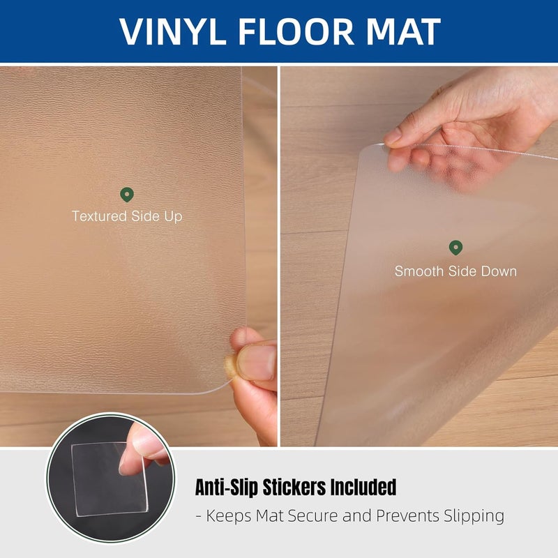 Tydle Chair Mat for Hard Floors, 48" x 60" Chair Mat for Hardwood Floor, Non-Slip Computer Under Desk Plastic Floor Mat for Work Gaming Chairs, Vinyl Hard Floor Protector for Home Office (Clear) - Image 4